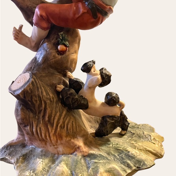 Capodimonte Boy On The Tree Chased By Dog, W. Cabrelli, Limited Edition - Picture 9 of 12